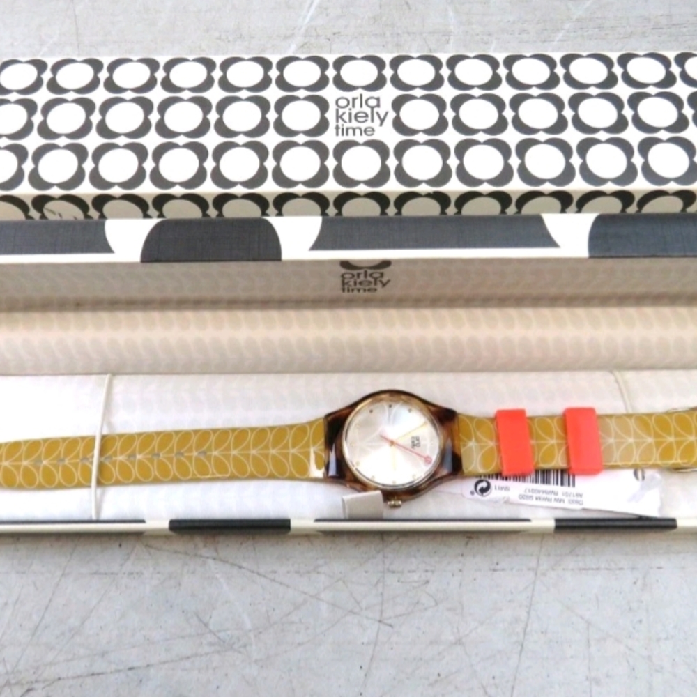 Orla Kiely Yellow Linear Stem Watch Like New With Box